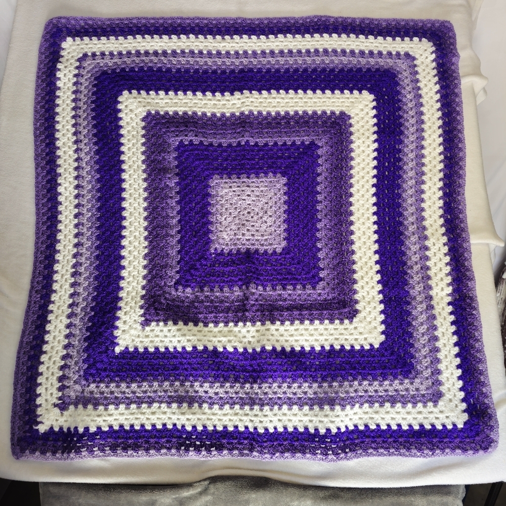 Grandma Square Crochet Throw Blanket hand made about 38x38